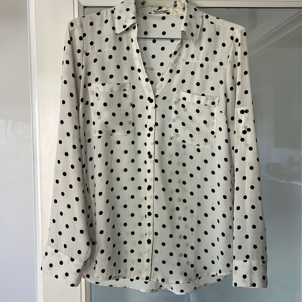 Express Polka Dot Portafino Blouse